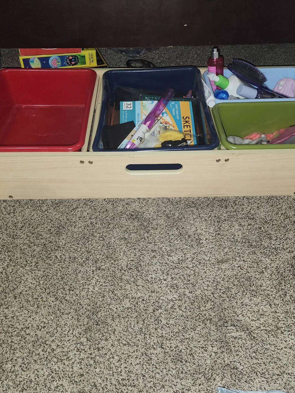Under Bed Storage, Plastic Storage Bin Set - Blue, Red, Green, Light Blue